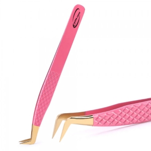Premium Quality Pink Gold Eye lash Tweezers By Euro Latif-EL-12214